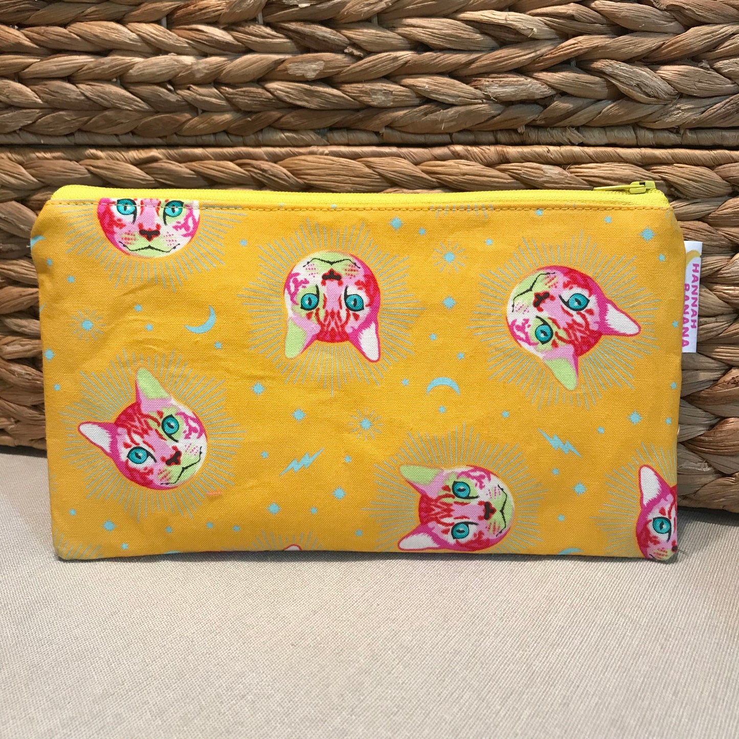 Mini Pouch - Yellow Curious Cat