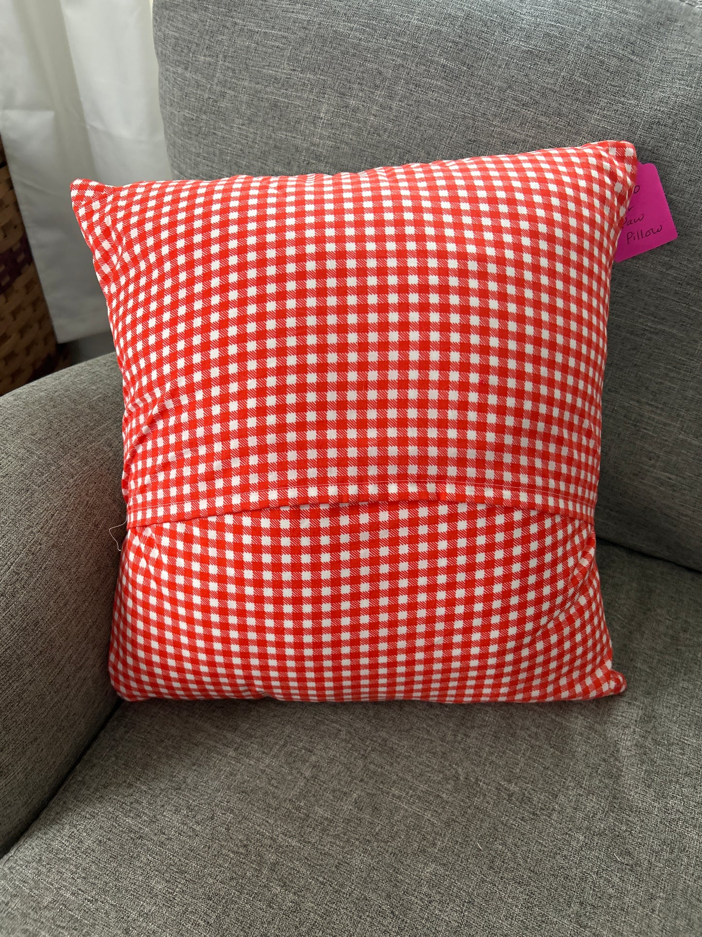 Christmas Patchwork Pillow - Pink Bear Paw