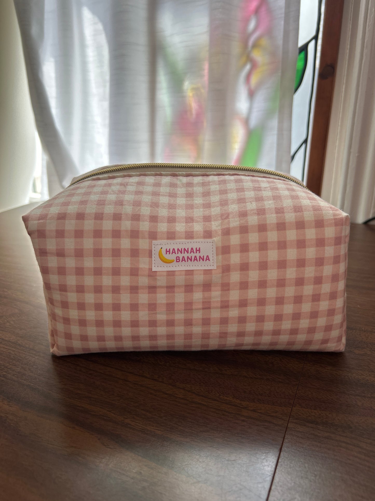 Jumbo Boxy Pouch - Rose Gingham