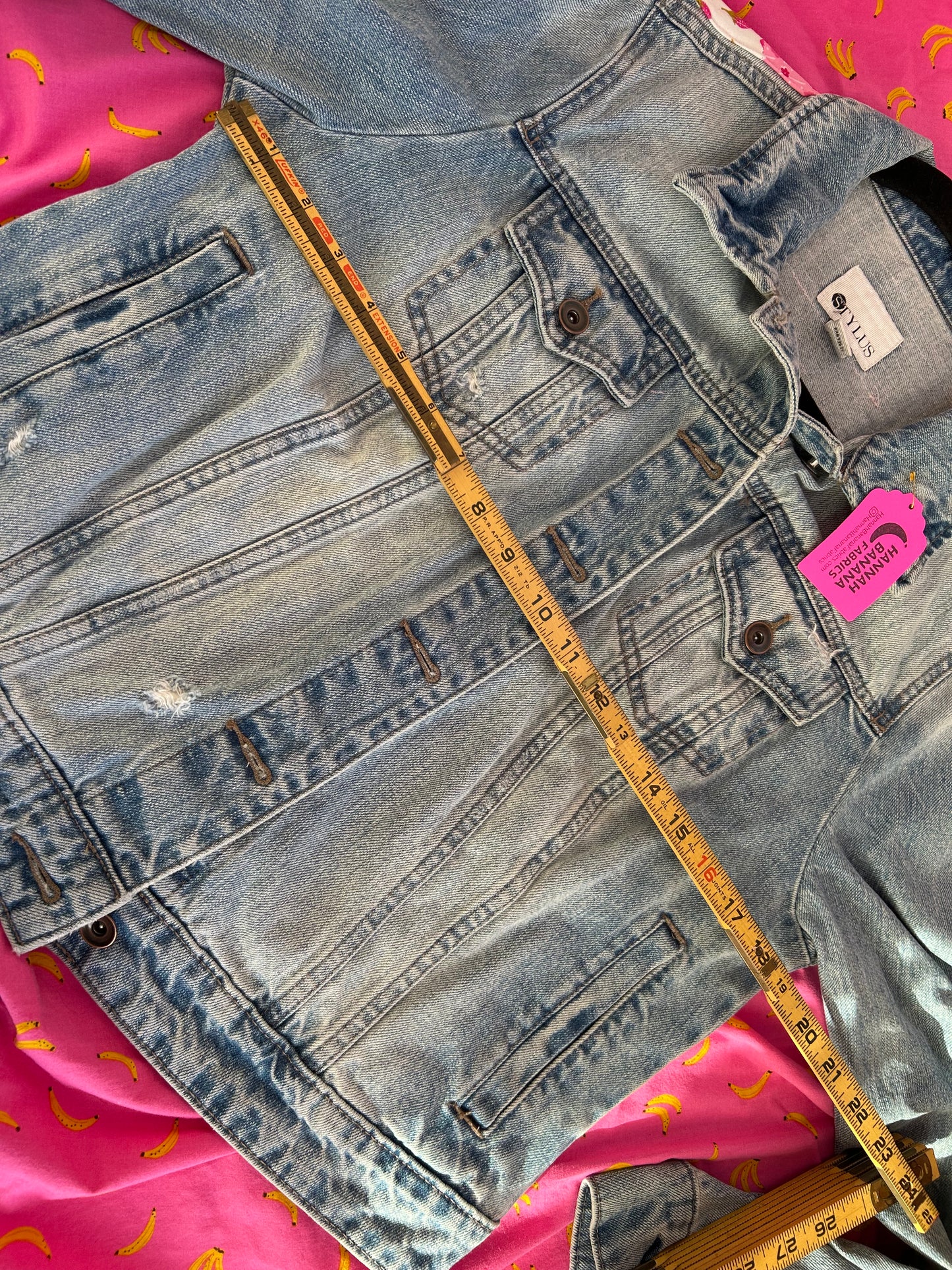 Denim Jacket - Pink Patchwork Yoke