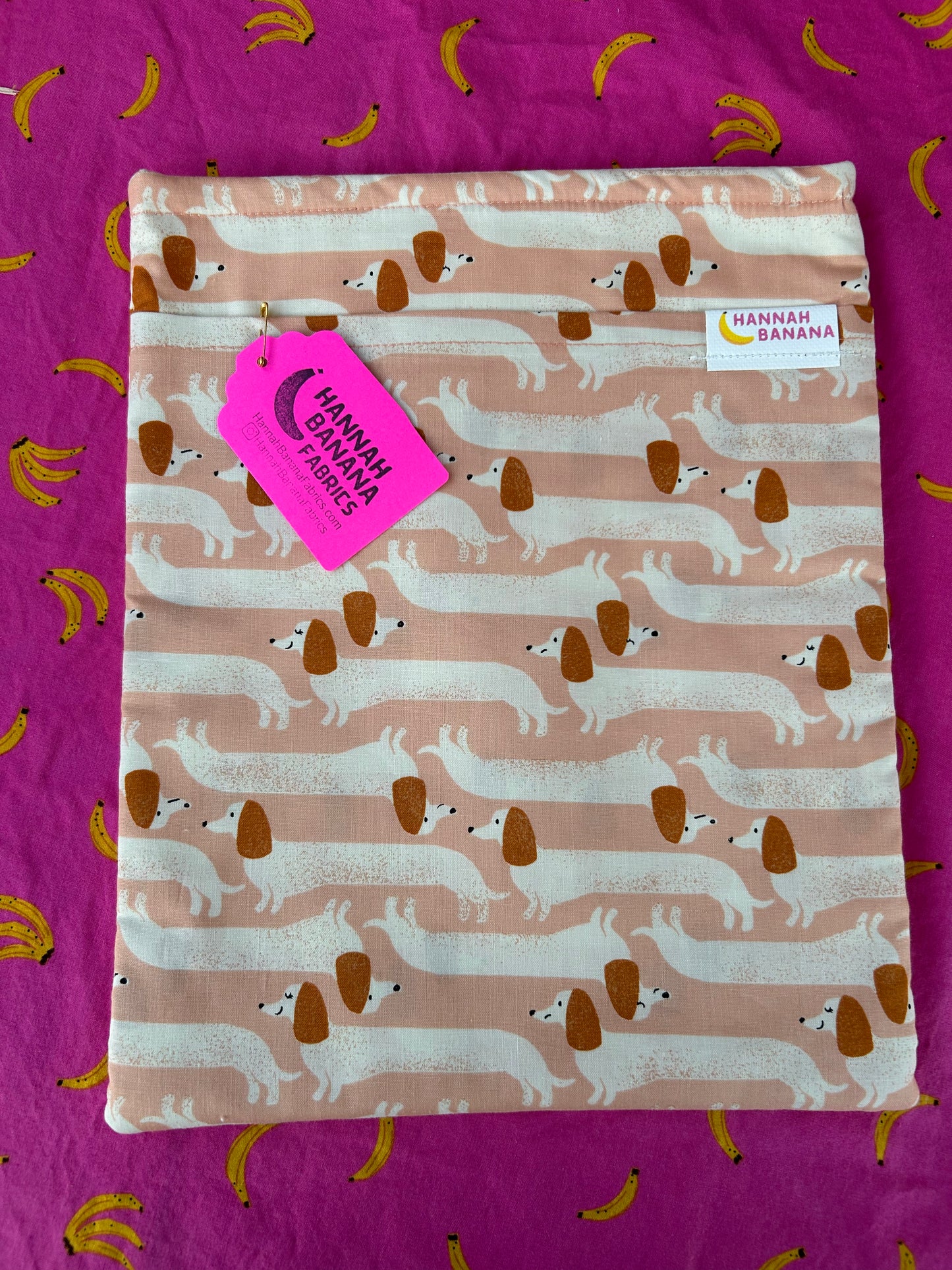 XL Book Sleeve - Blush Dachshund