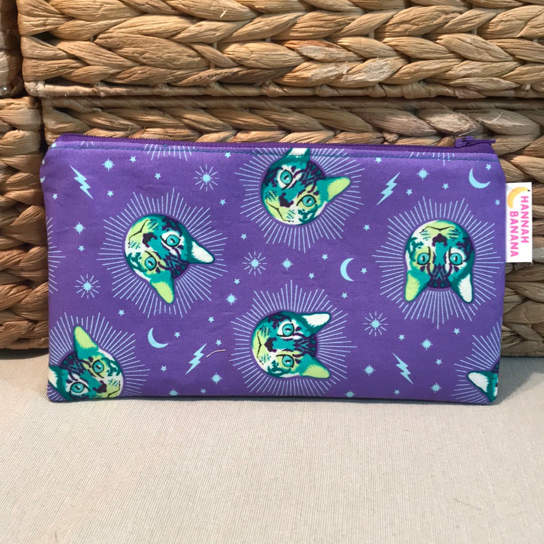 Mini Pouch - Purple Curious Cat