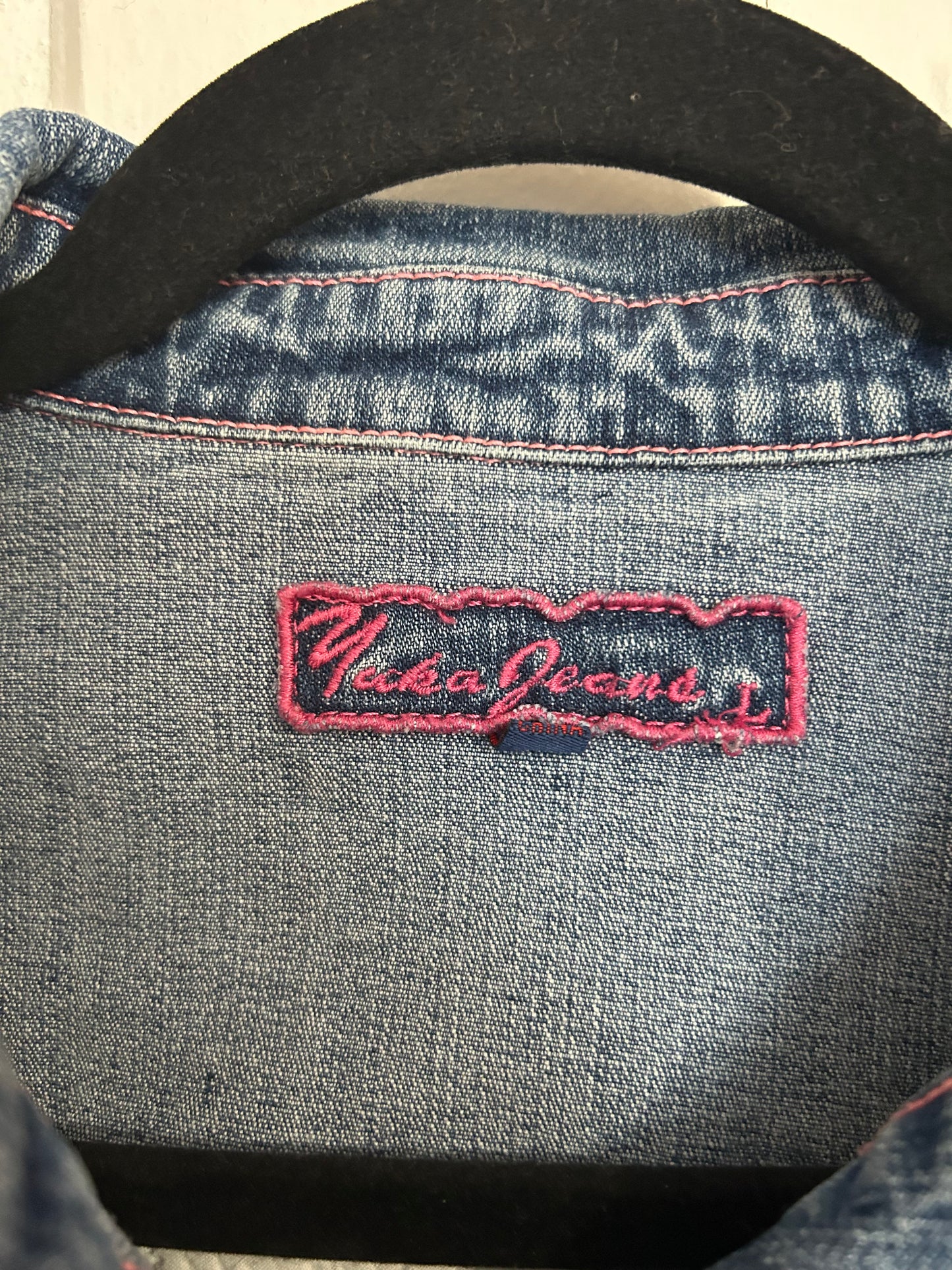 Denim Jacket - Orange Patchwork Back