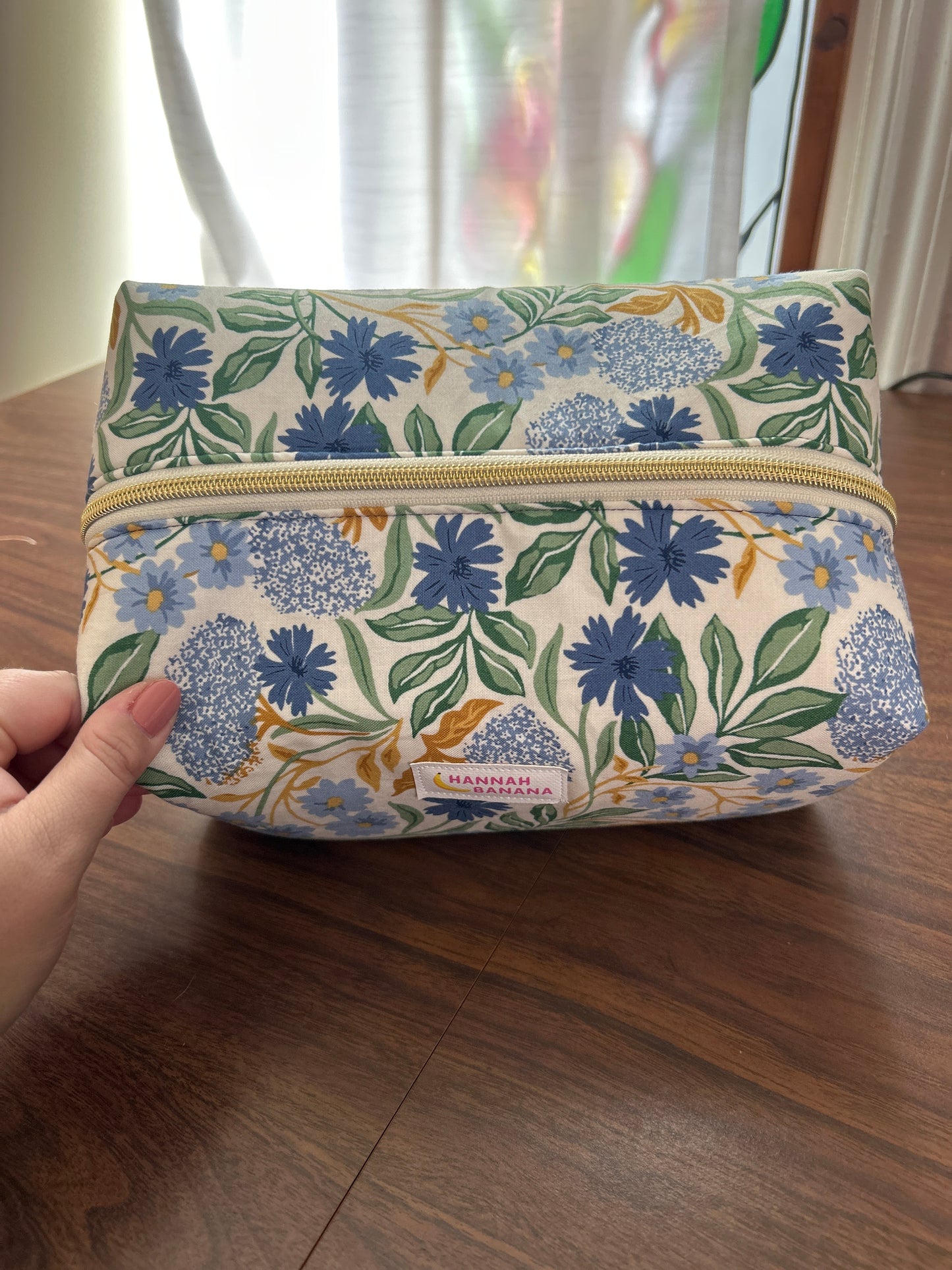 Jumbo Boxy Pouch - Cornflower Blue Floral