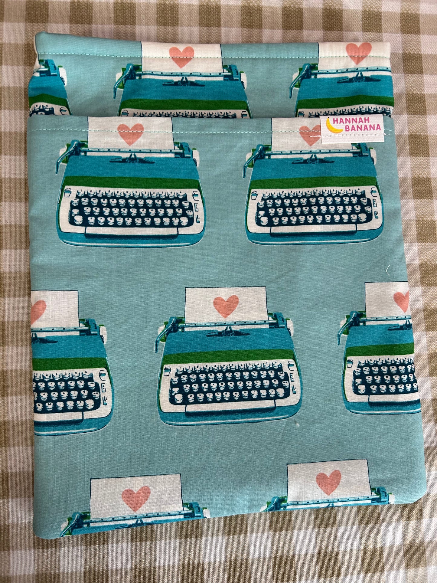 XL Book Sleeve - Aqua Typewriter