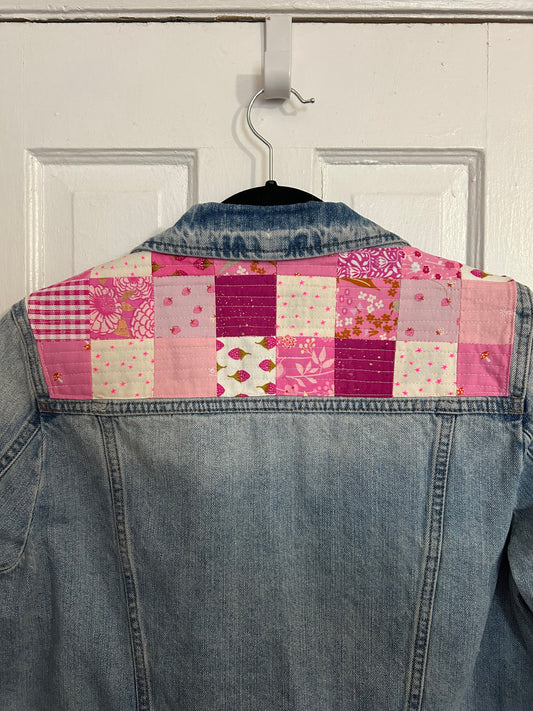 Denim Jacket - Pink Patchwork Yoke