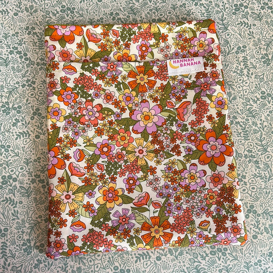 Padded Fabric Book Sleeve - Oversized - 70s Floral