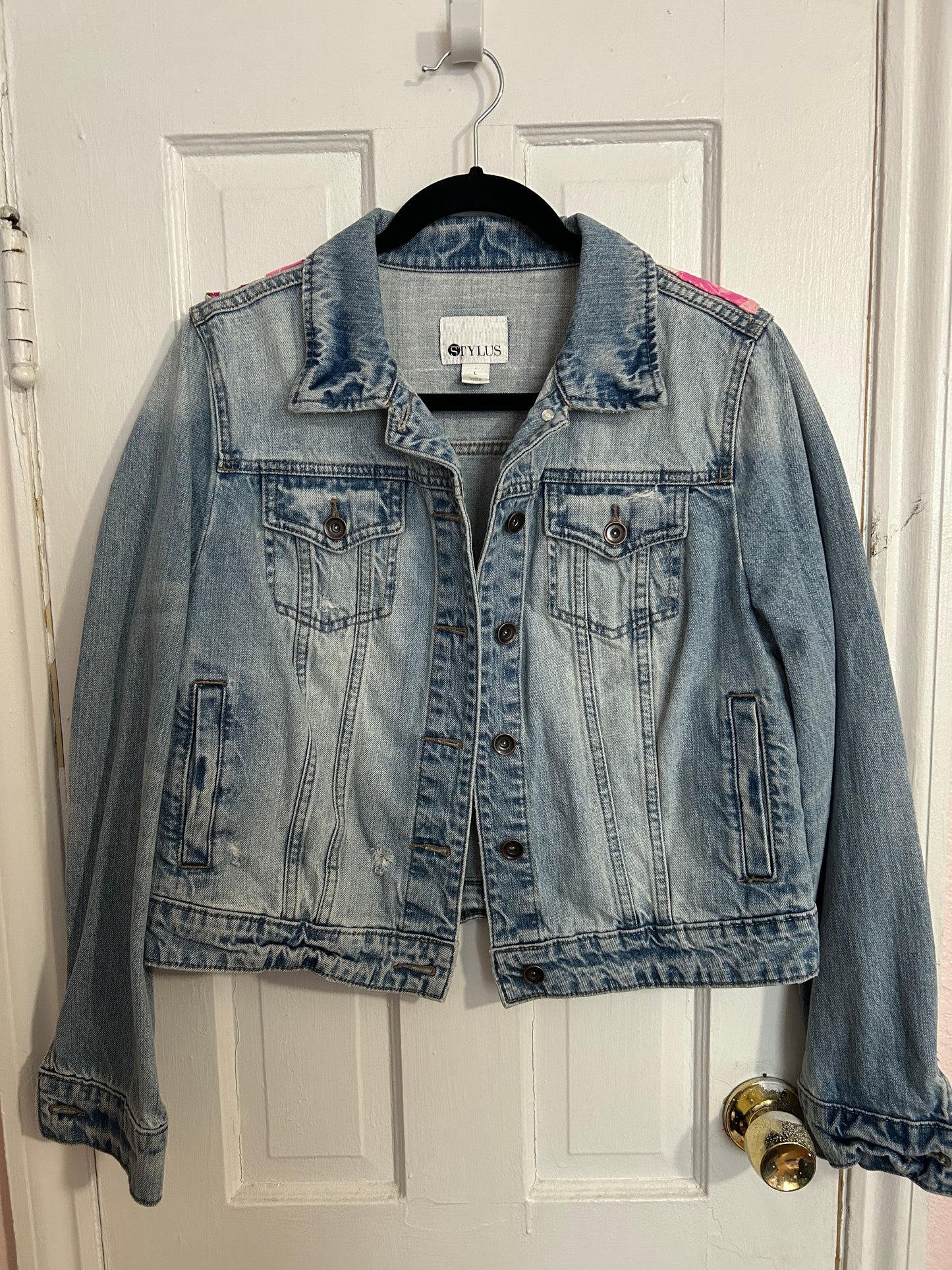 Denim Jacket - Pink Patchwork Yoke