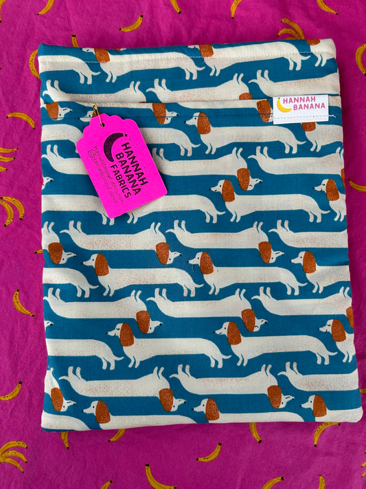 XL Book Sleeve - Blue Dachshund
