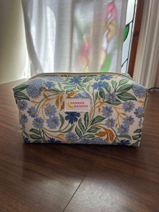 Jumbo Boxy Pouch - Cornflower Blue Floral
