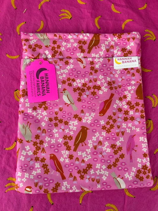 Large Book Sleeve - Pink Birds