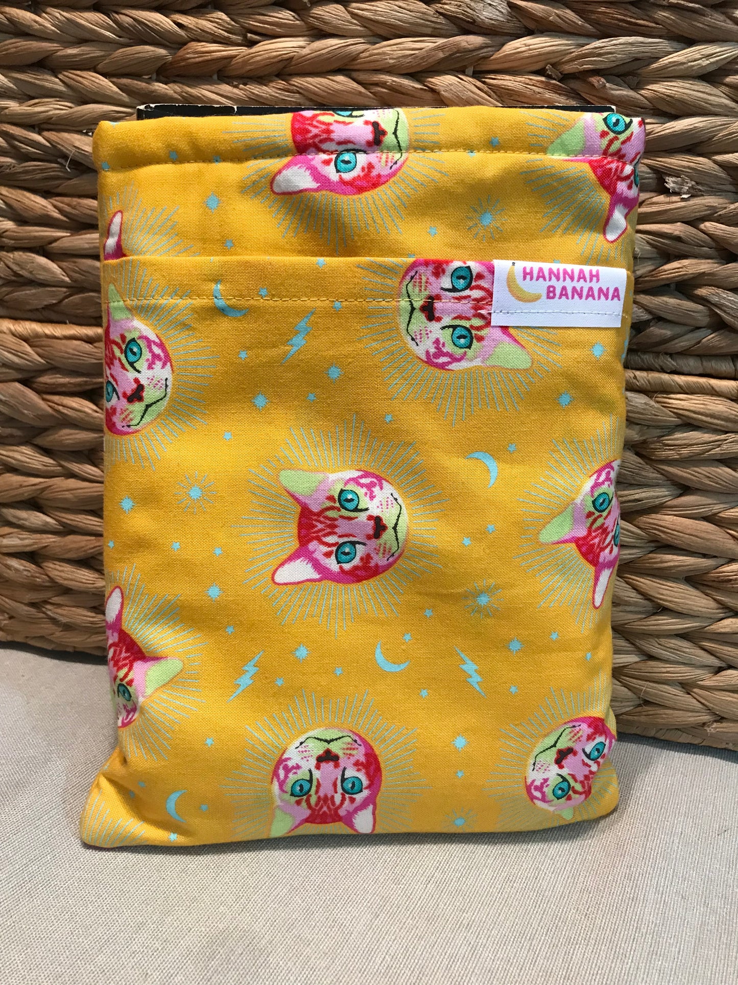 Medium Book Sleeve - Yellow Curious Cat