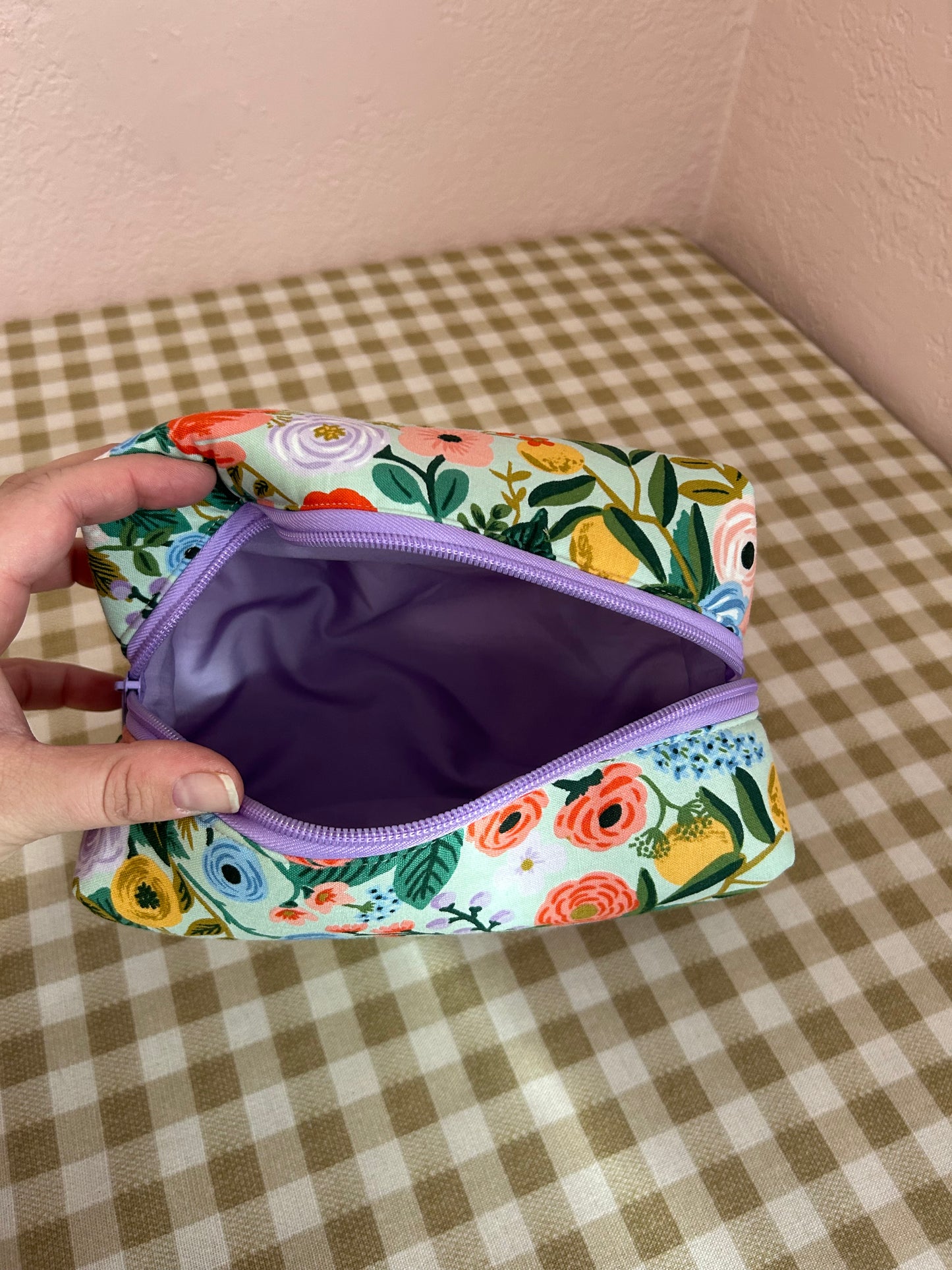 Boxy Pouch - Mint Floral
