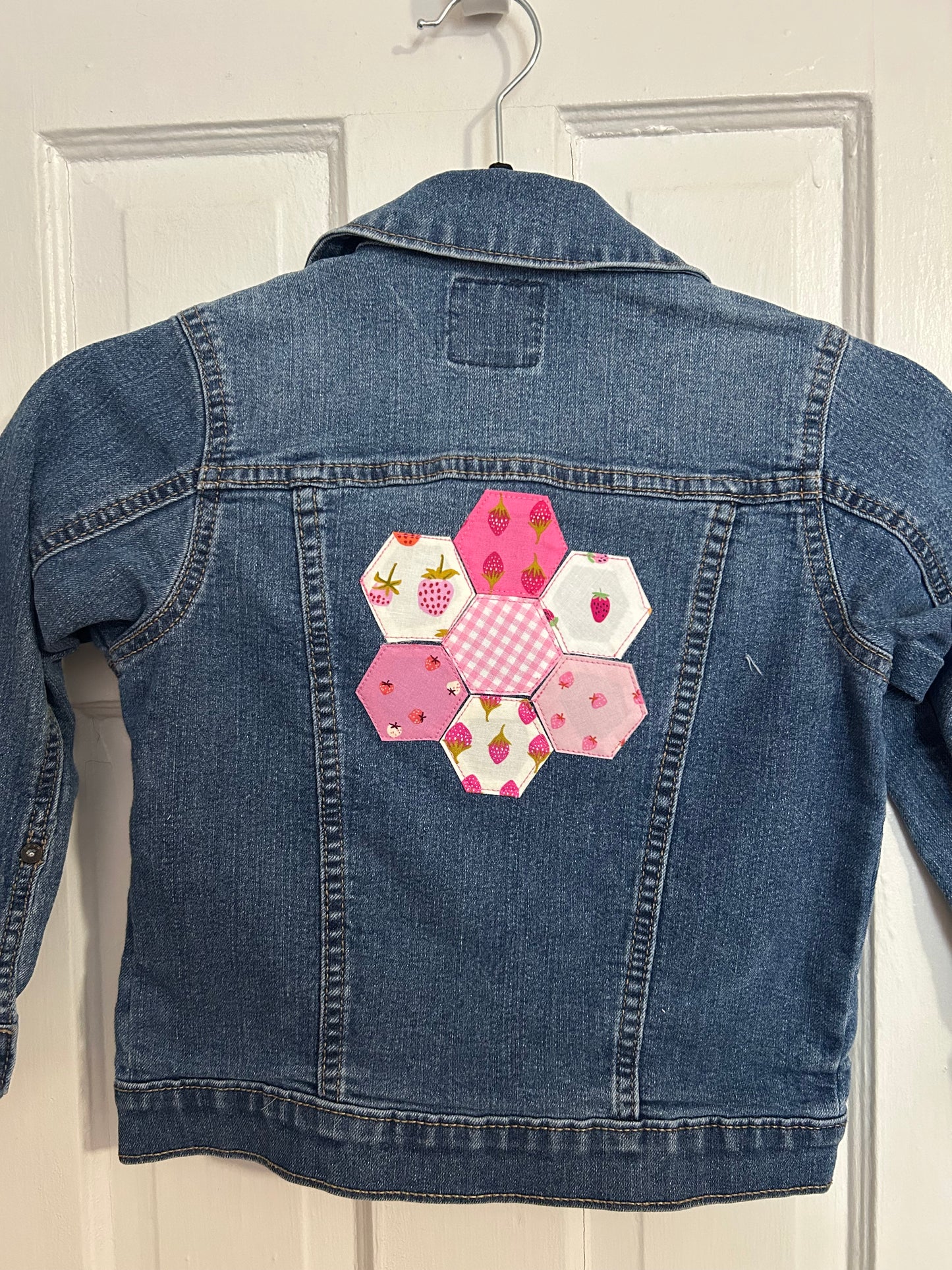 Denim Jacket - Pink Hexagons