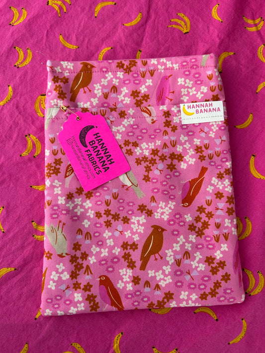 Medium Book Sleeve - Pink Birds
