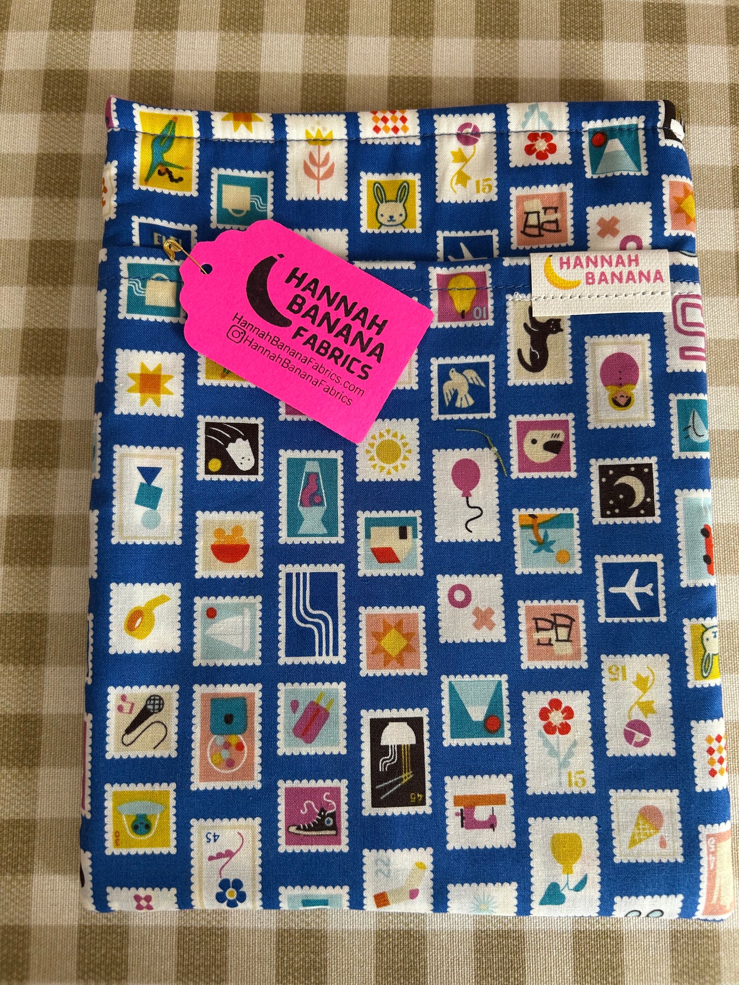 Medium Book Sleeve - Blue Stamps