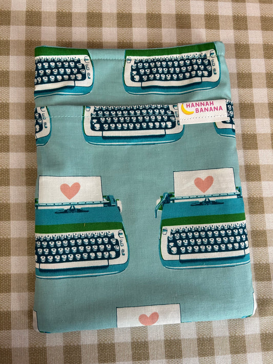 Medium Book Sleeve - Aqua Typewriter