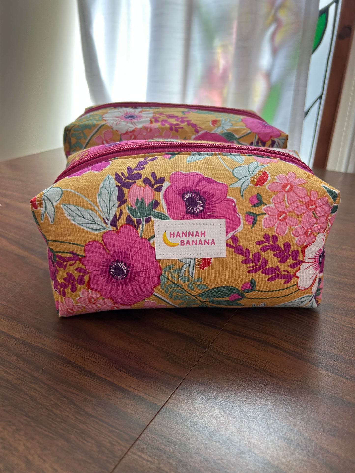 Boxy Pouch - Gold & Purple Floral