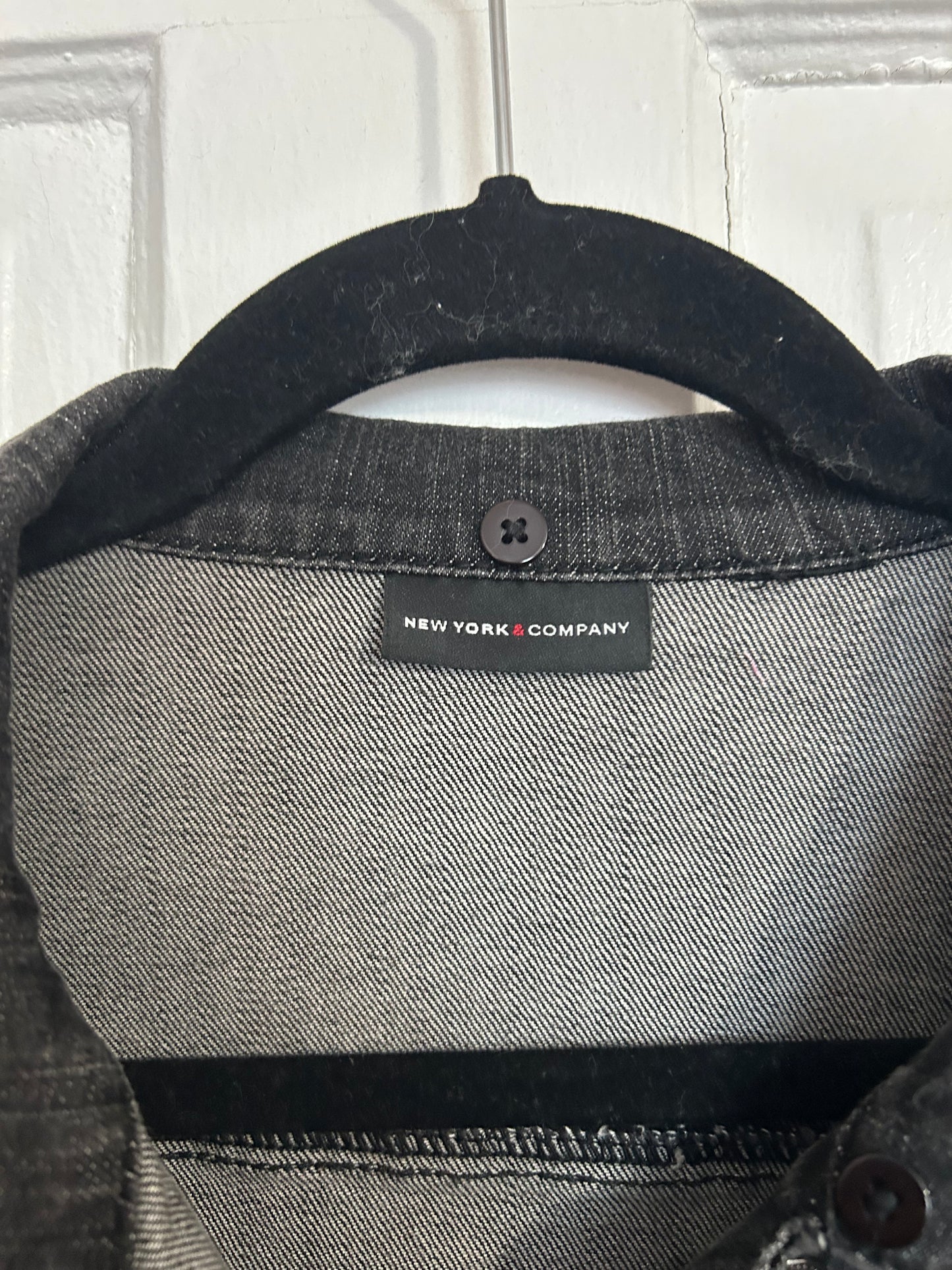 Black Denim Jacket - Pink Quilt Block