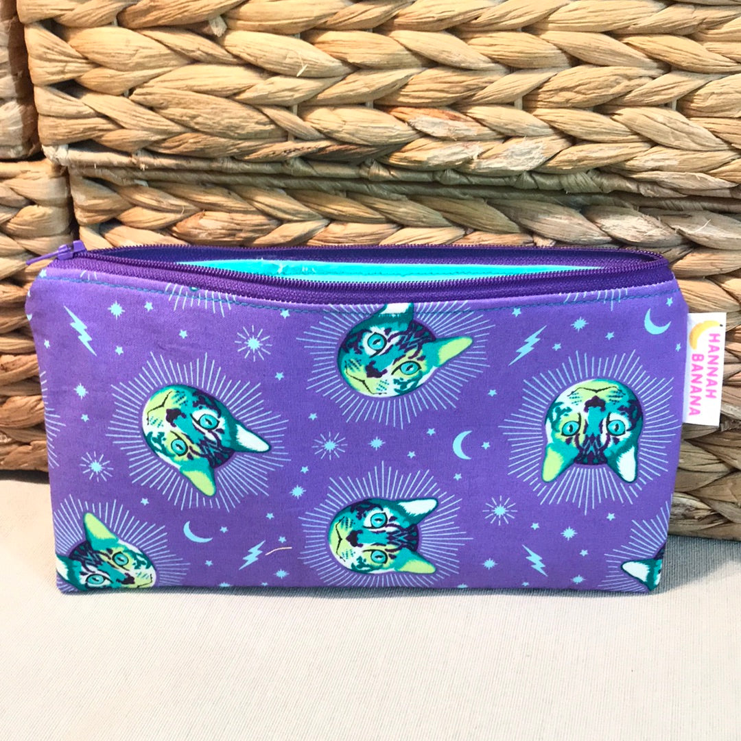 Mini Pouch - Purple Curious Cat