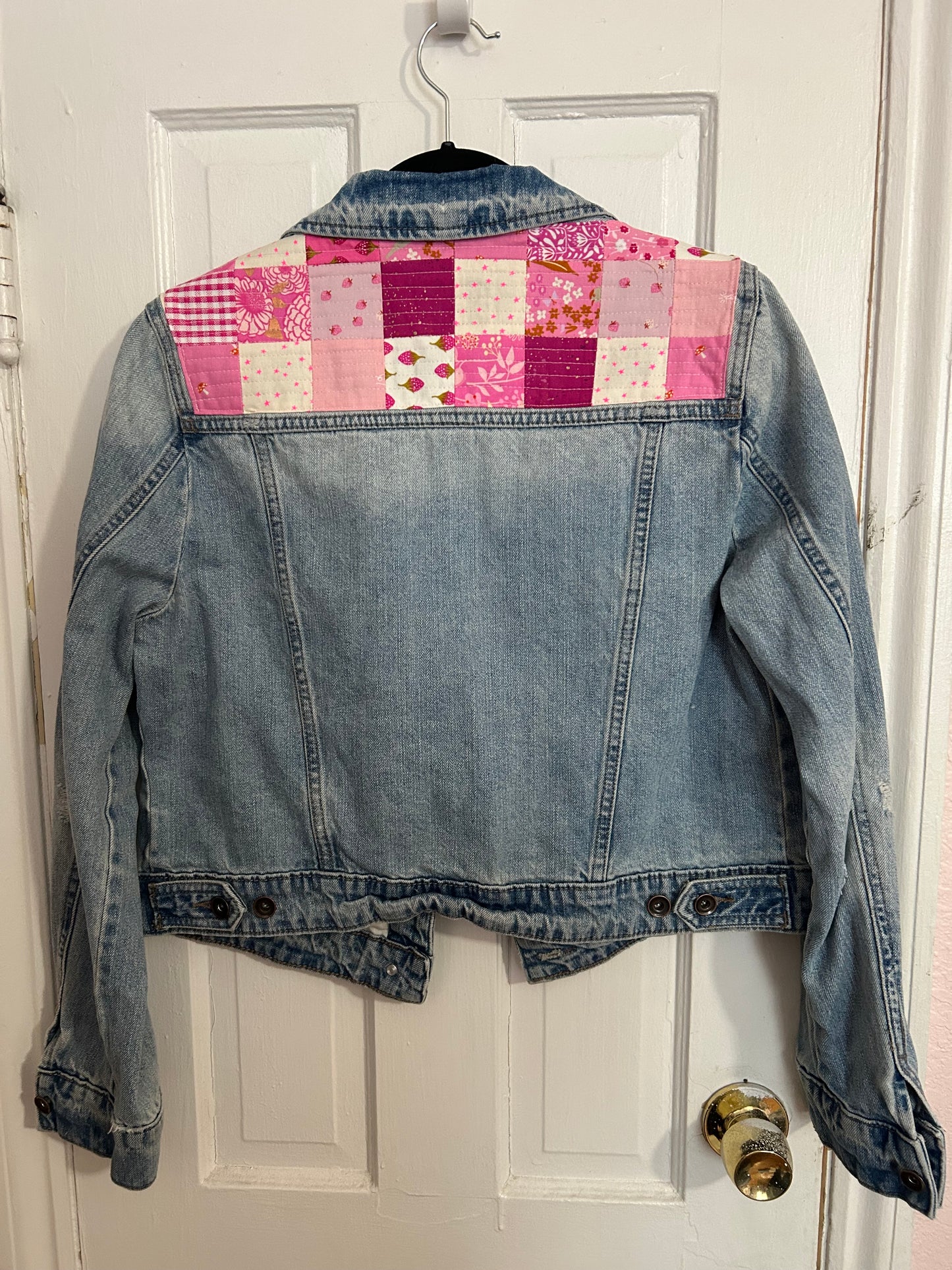 Denim Jacket - Pink Patchwork Yoke