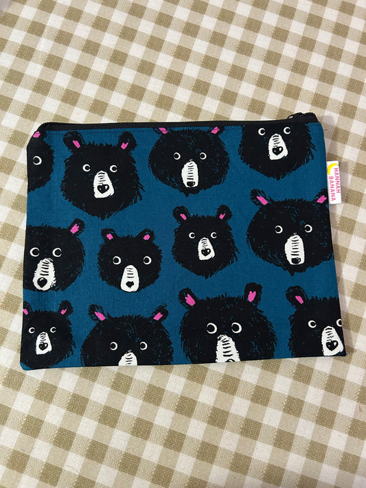 Canvas Flat Pouch - Blue Bears