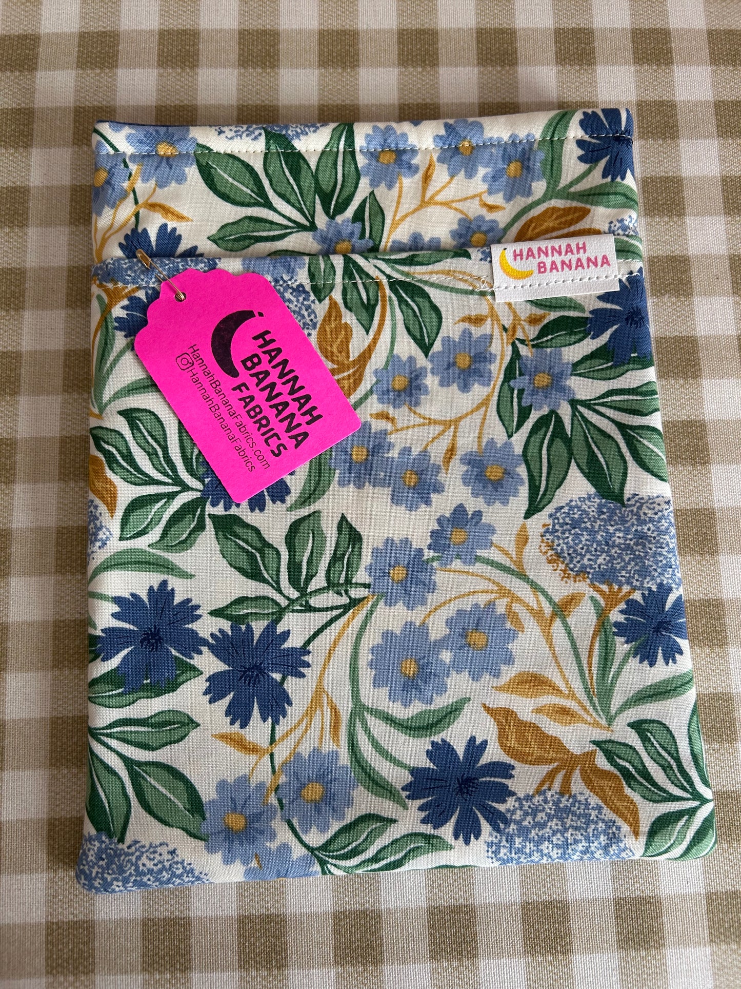 Medium Book Sleeve - Cornflower Blue Floral