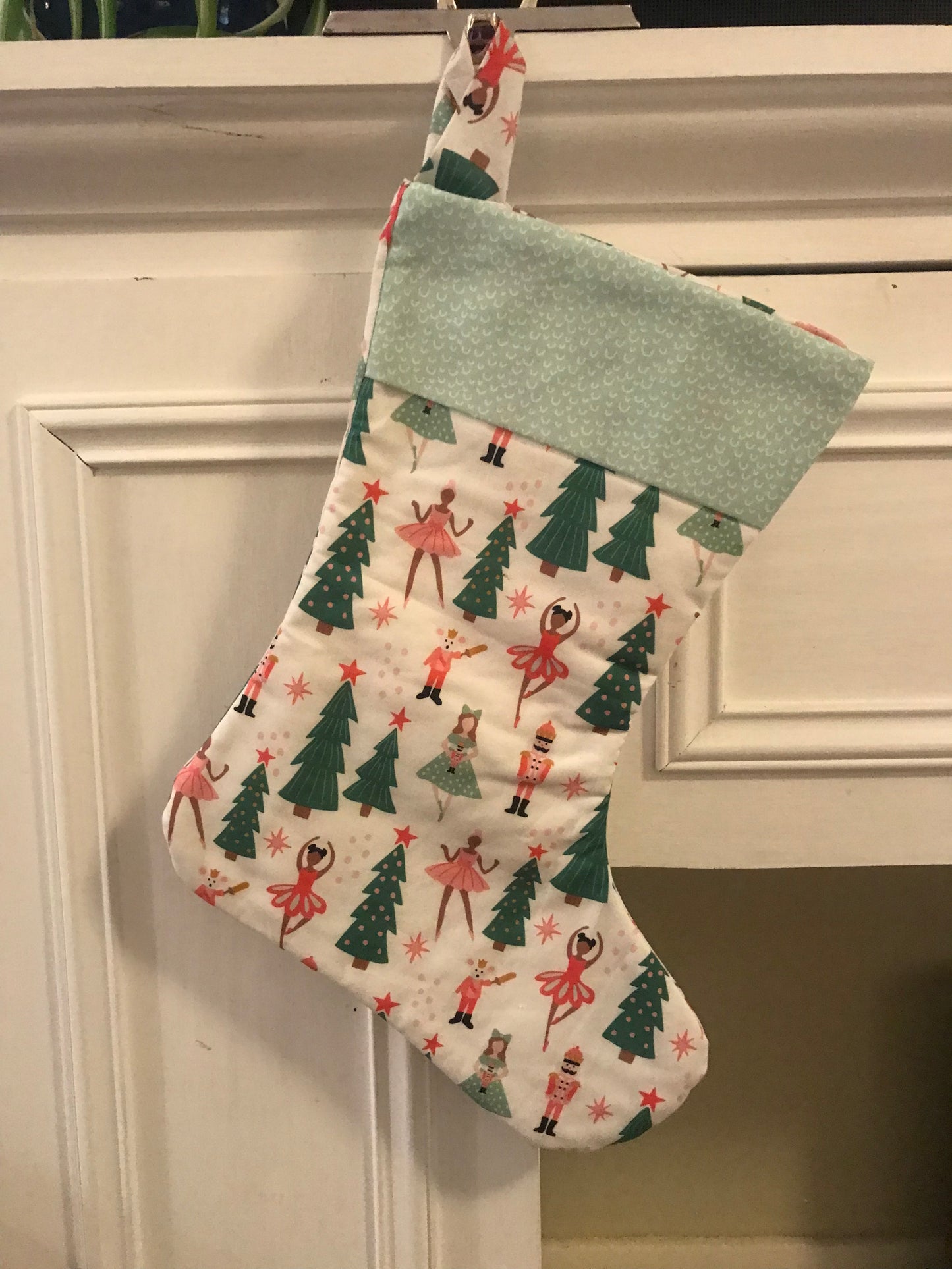 Christmas Stocking - Pink & Green Nutcracker Ballet