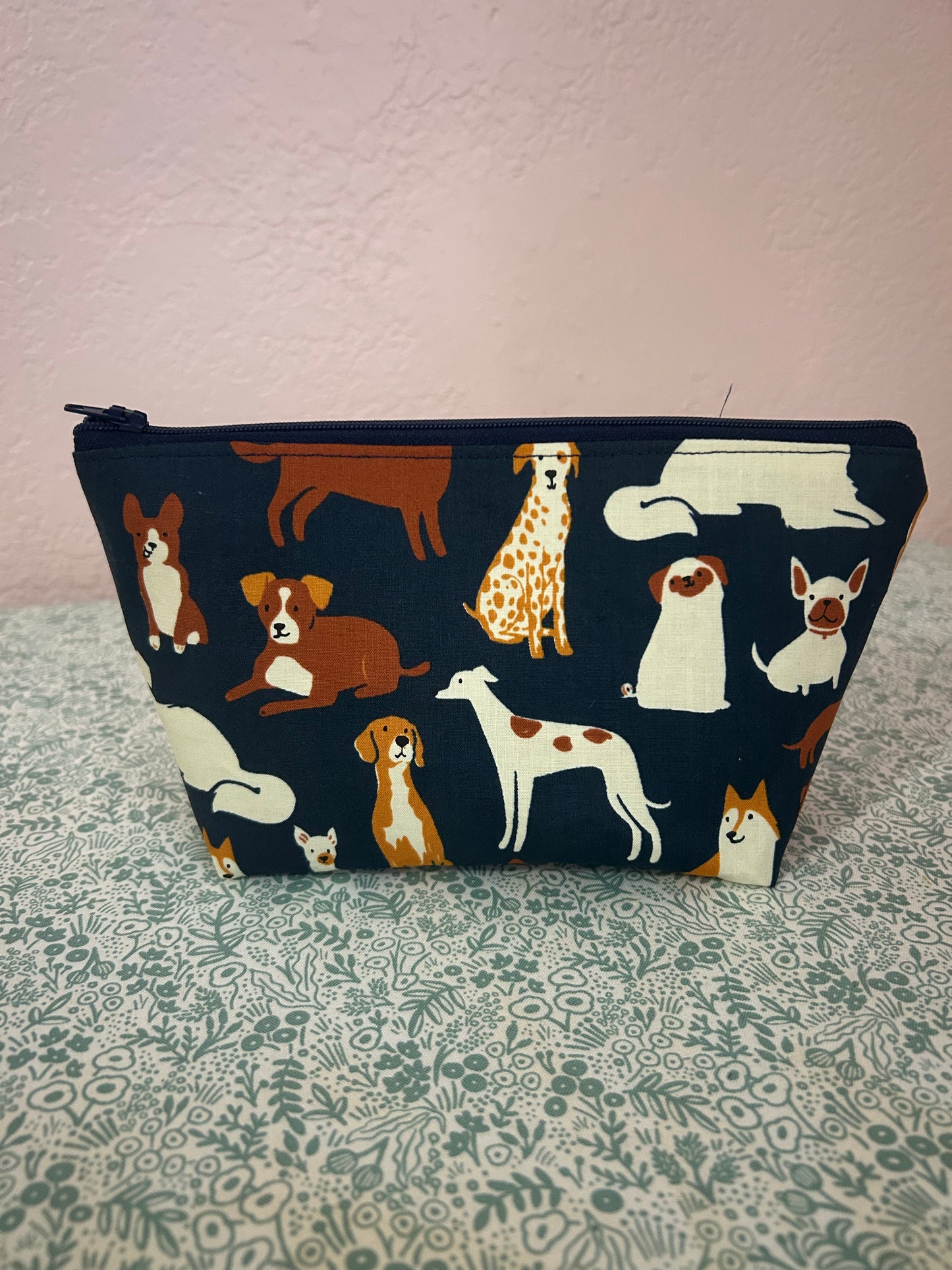 Triangle Pouch - Navy Dogs