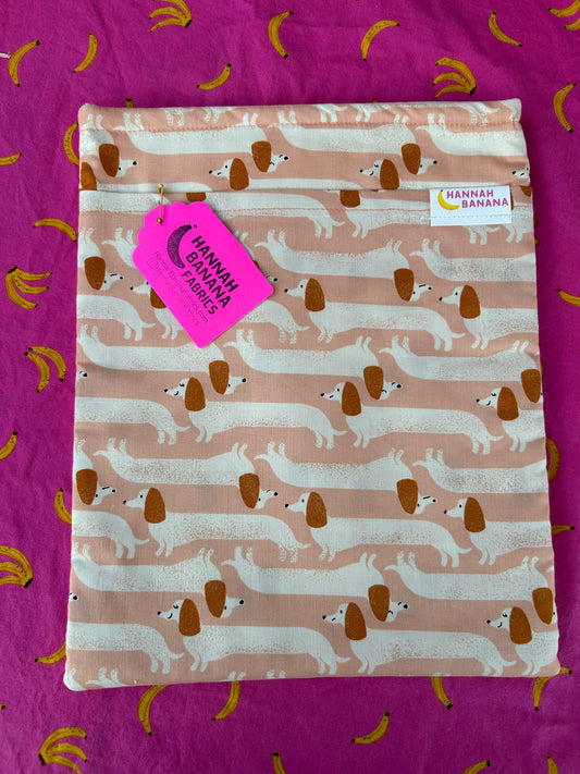 XL Book Sleeve - Blush Dachshund