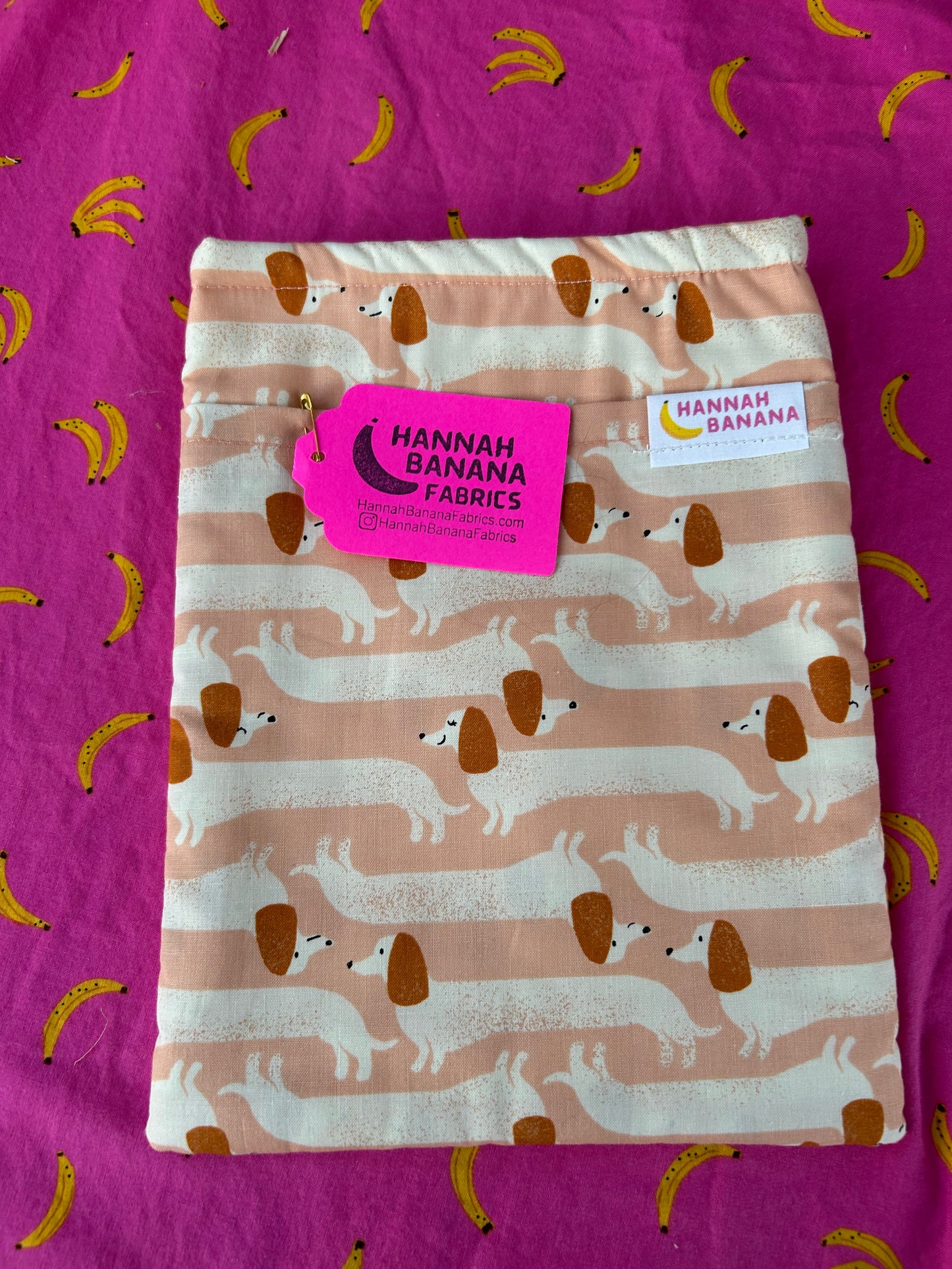 Medium Book Sleeve - Blush Dachshund